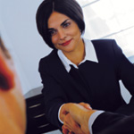 Picture of business woman shaking hands with business man
